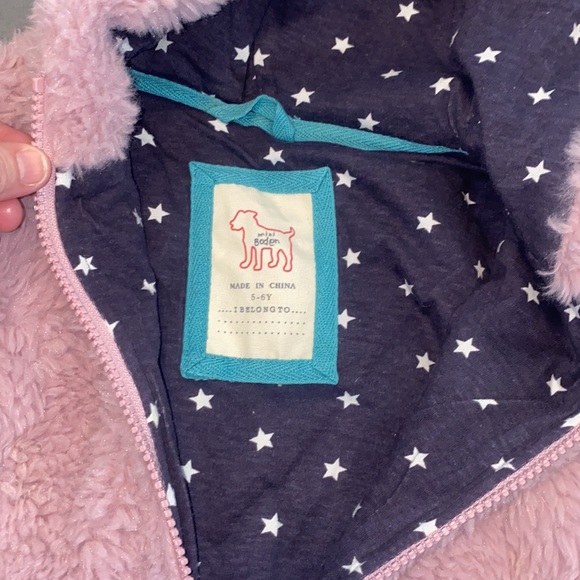 Girls Mini Boden furry hoodie vest sz 5 6 Light Purple Lilac Fuzzy Sleeveless - Picture 3 of 7